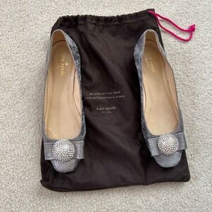 kate spade silver leather flats 7